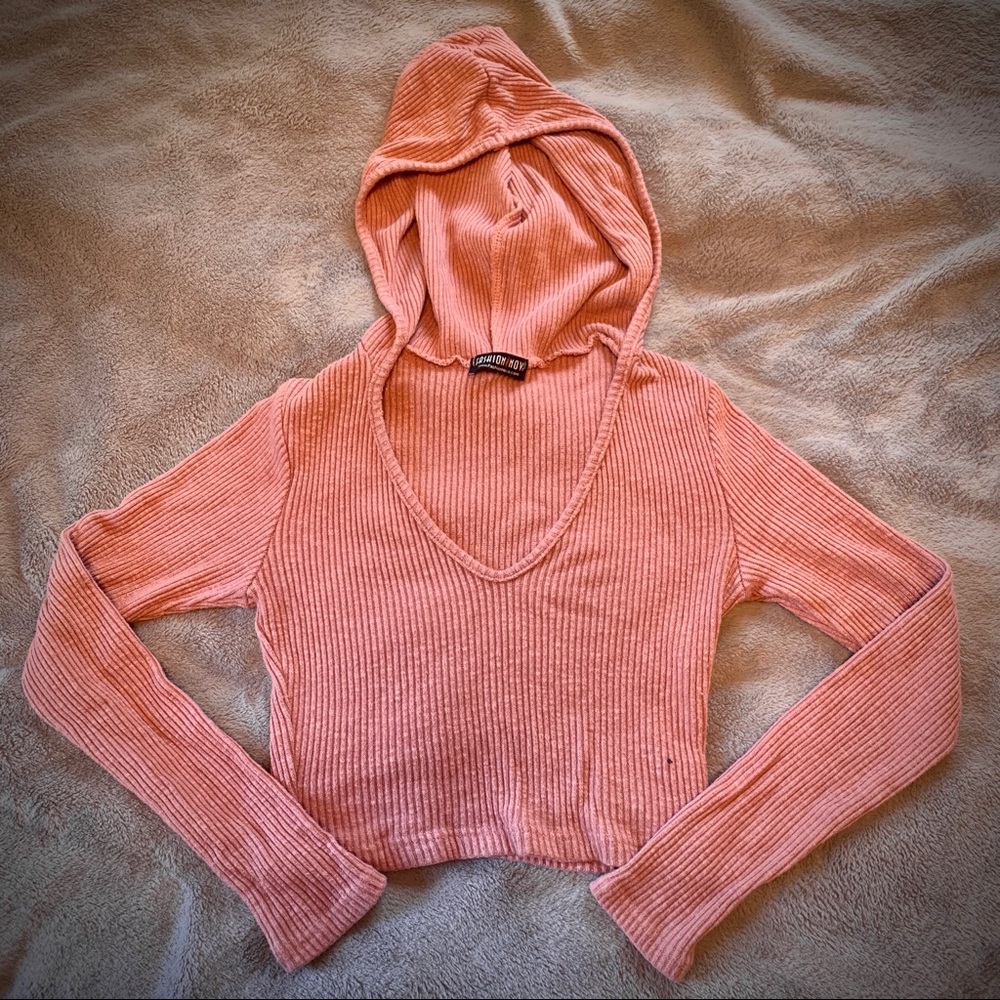 Fashion Nova Pink Hoodie Crop Top